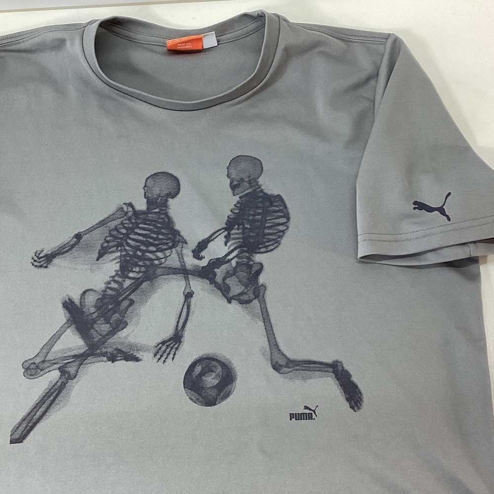 Puma Charcoal Skeleton Graphic T-Shirt Playing Soccer